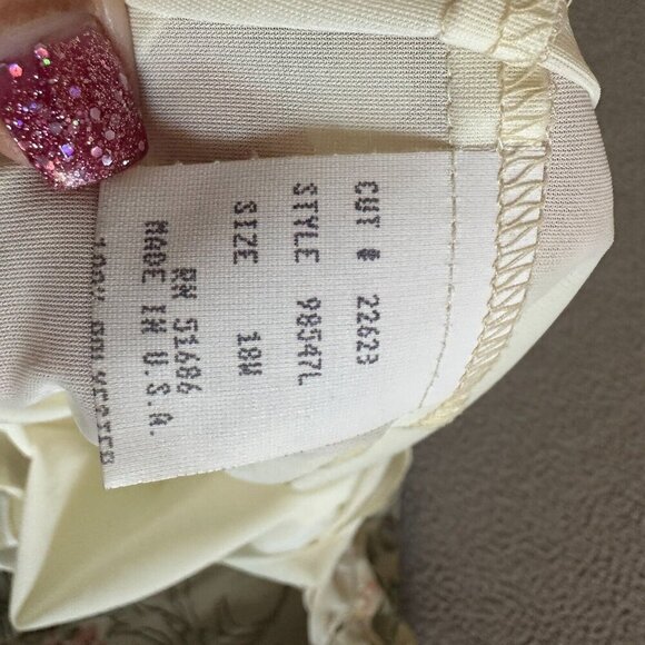 Vintage 70s Slip Dress Lingerie Sheer Floral Tier Cream Ivory Pink - Picture 10 of 13